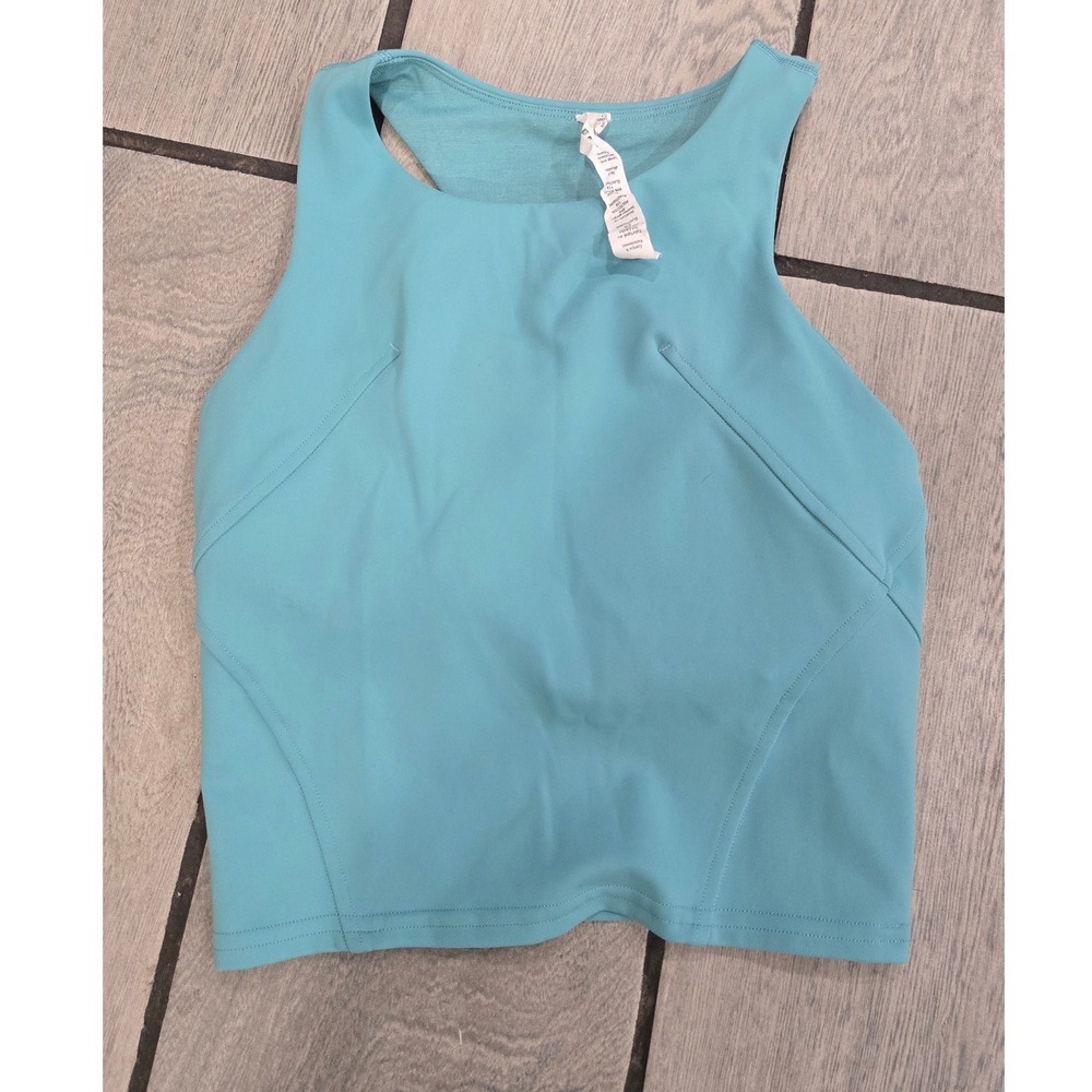 Lululemon Invigorate Training Tank Top Light Teal Blue Built In Bra Size 2